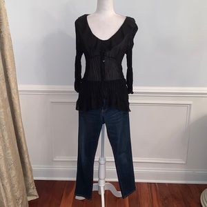 Croft & Barrow Black Sheer Button Down Blouse Size Medium. Jeans Not Included.